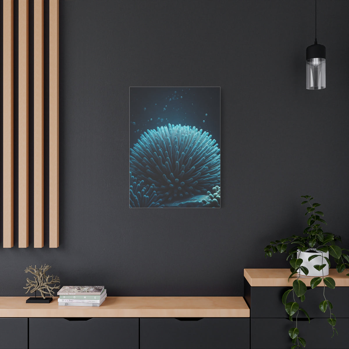 Coral Reef Glow in Deep Blue Ocean Wall Art & Canvas Prints