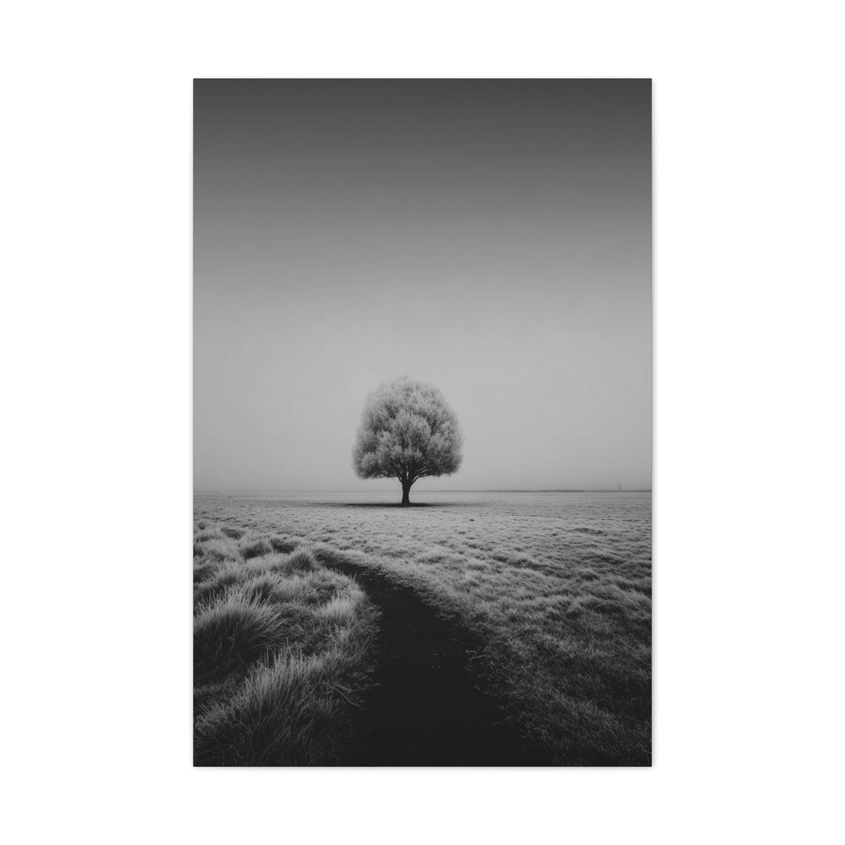 Lone Tree Winter Field Wall Art & Canvas Print