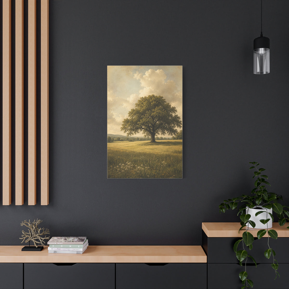 Golden Meadow Lone Tree Landscape Trees Wall Art & Canvas Print