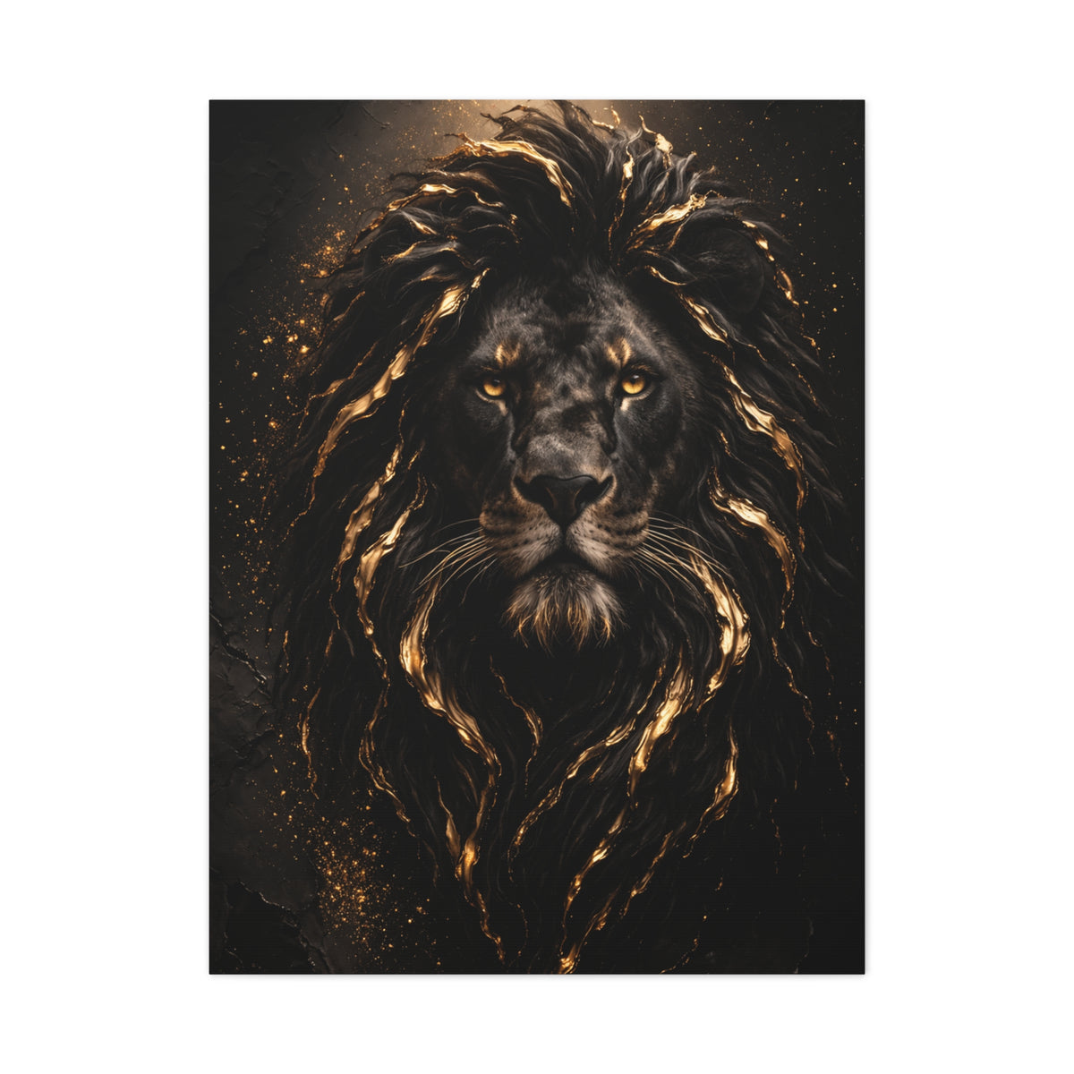 Black & Gold Lion Royal Portrait Wall Art & Canvas Print