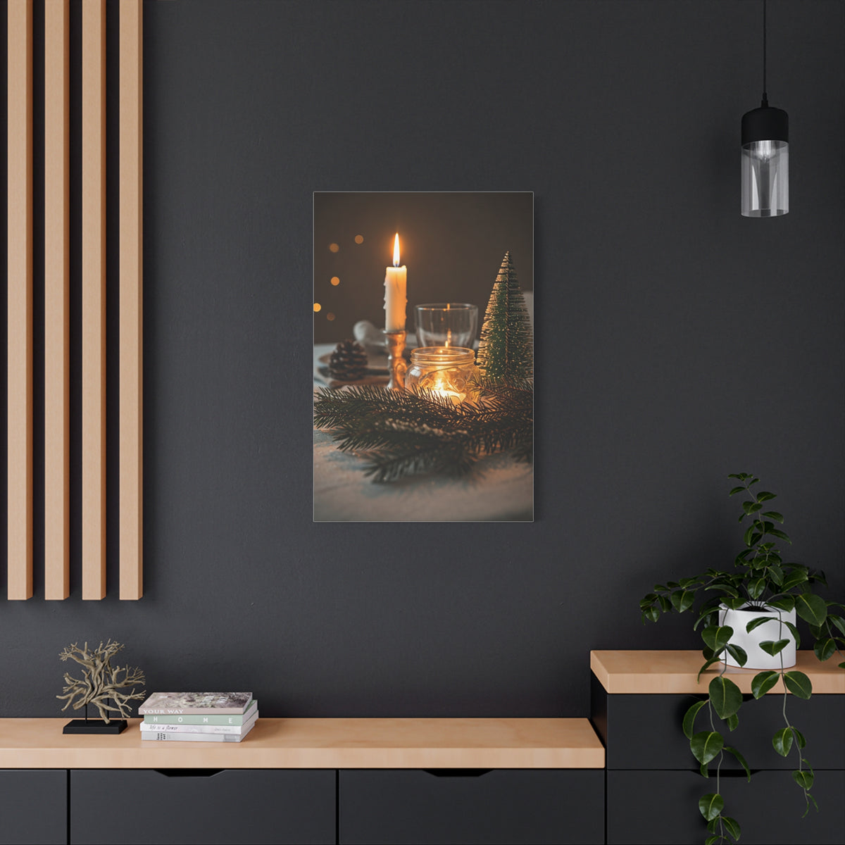 Warm Candlelight Christmas Table Wall Art & Canvas Print