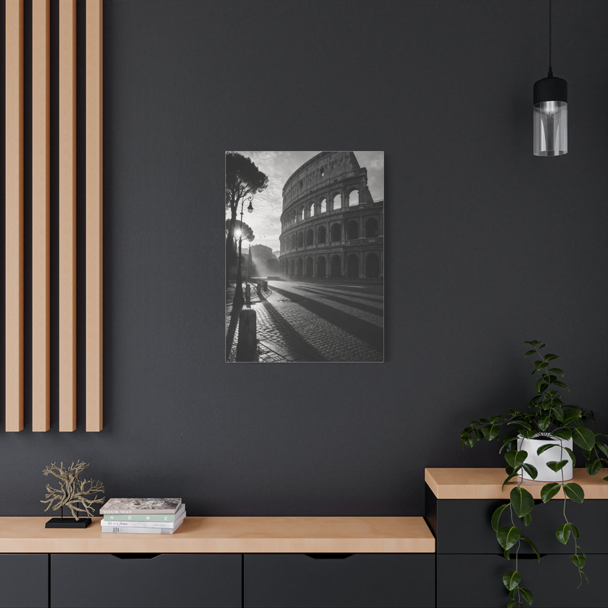Colosseum Morning Light Monochrome Wall Art & Canvas Print