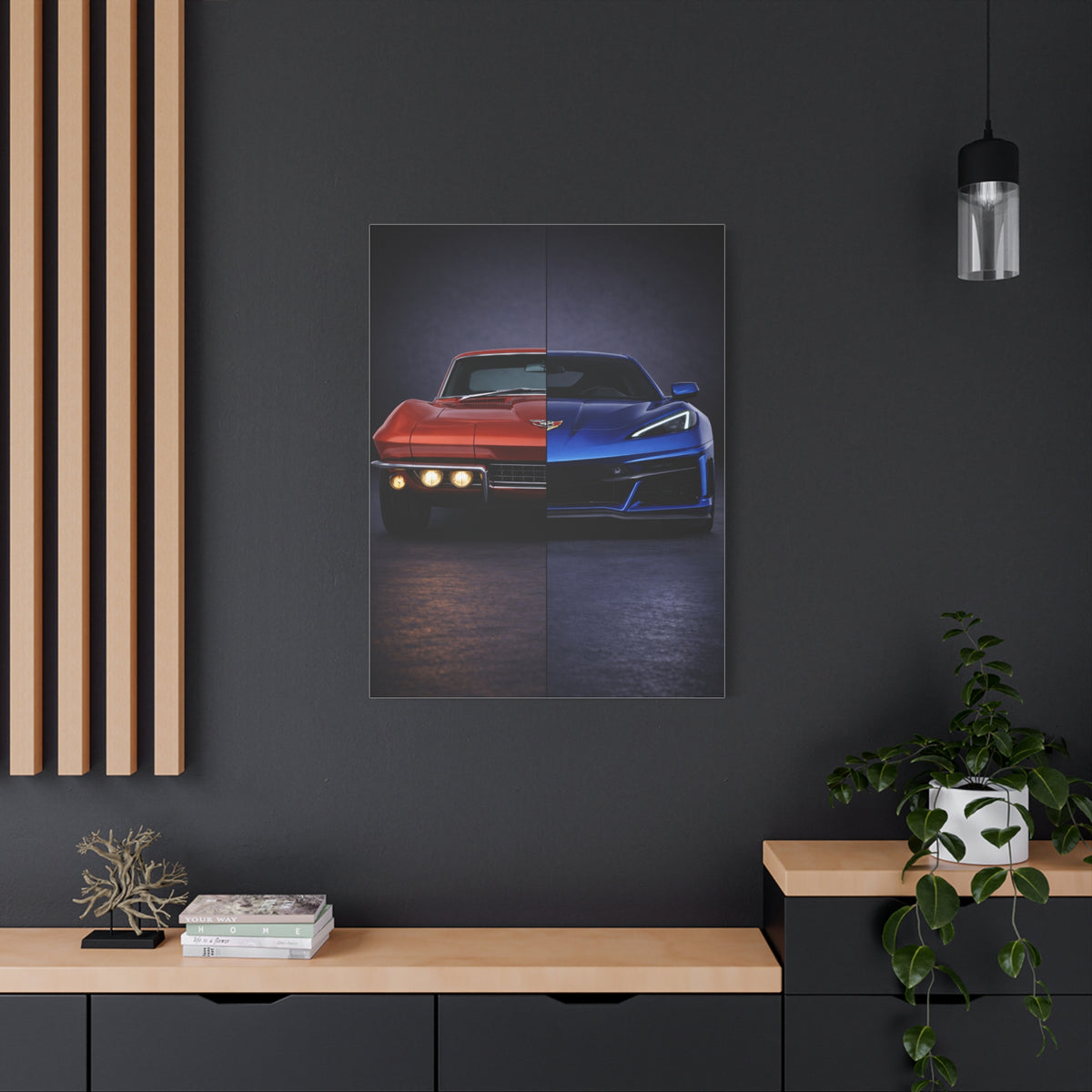 Corvette Performance Evolution Split C2 vs C8 Wall Art & Canvas Prints