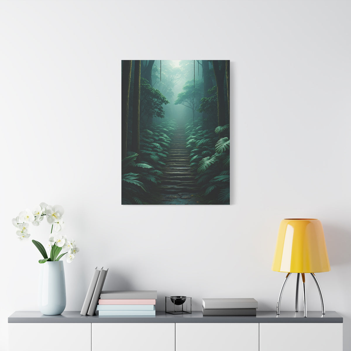 Misty Forest Stairway Path Wall Art & Canvas Prints