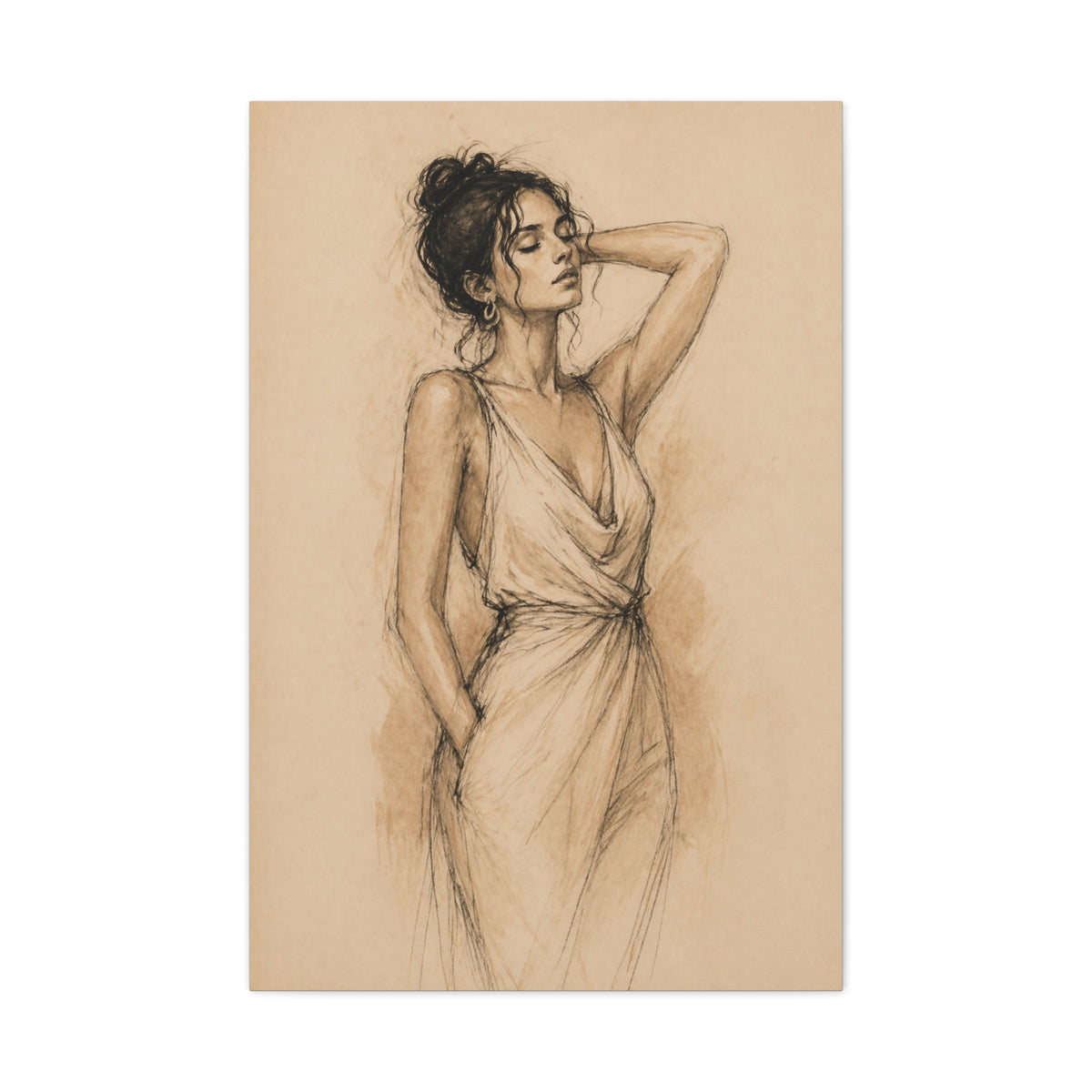 Elegant Charcoal Figure Study Wall Art & Canvas Print