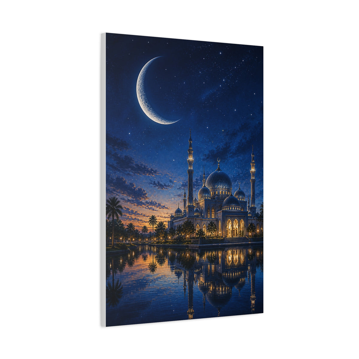 Crescent Moon Mosque Reflection Wall Art & Canvas Print