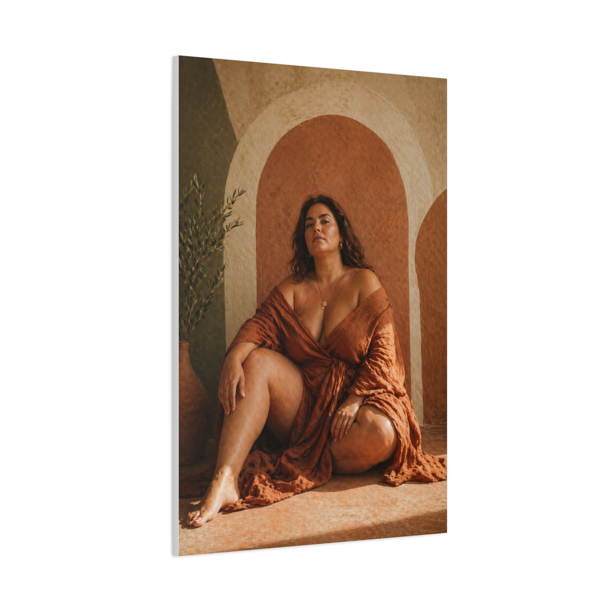 Boho Body-Positive Seated Portrait Wall Art & Canvas Print