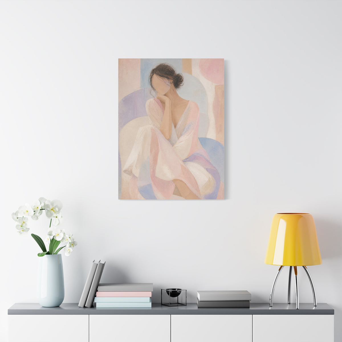 Seated Figure in Pastel Tones Wall Art & Canvas Print
