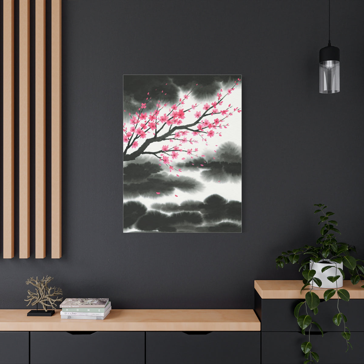 Japanese Ink Brush Sakura Landscape Wall Art & Canvas Prints