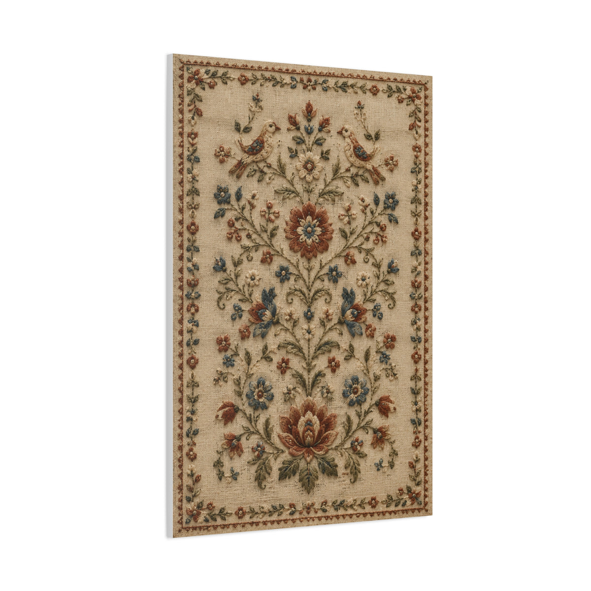 Antique Floral Embroidery Garden Panel Wall Art & Canvas Print