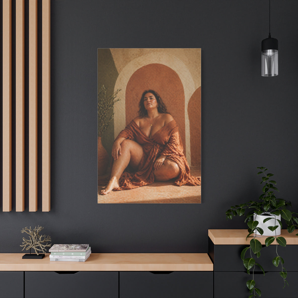 Boho Body-Positive Seated Portrait Wall Art & Canvas Print
