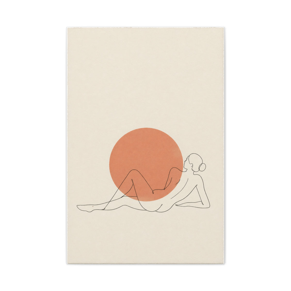 Reclining Line Figure Sun Composition Wall Art & Canvas Print