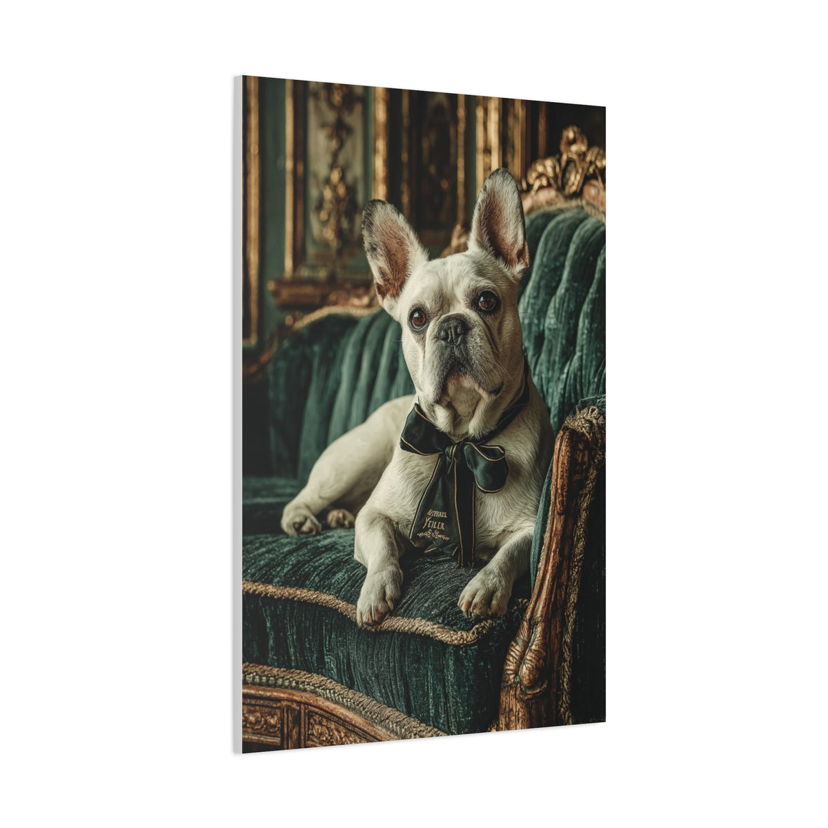 French Bulldog Velvet Sofa Portrait Wall Art & Canvas Print