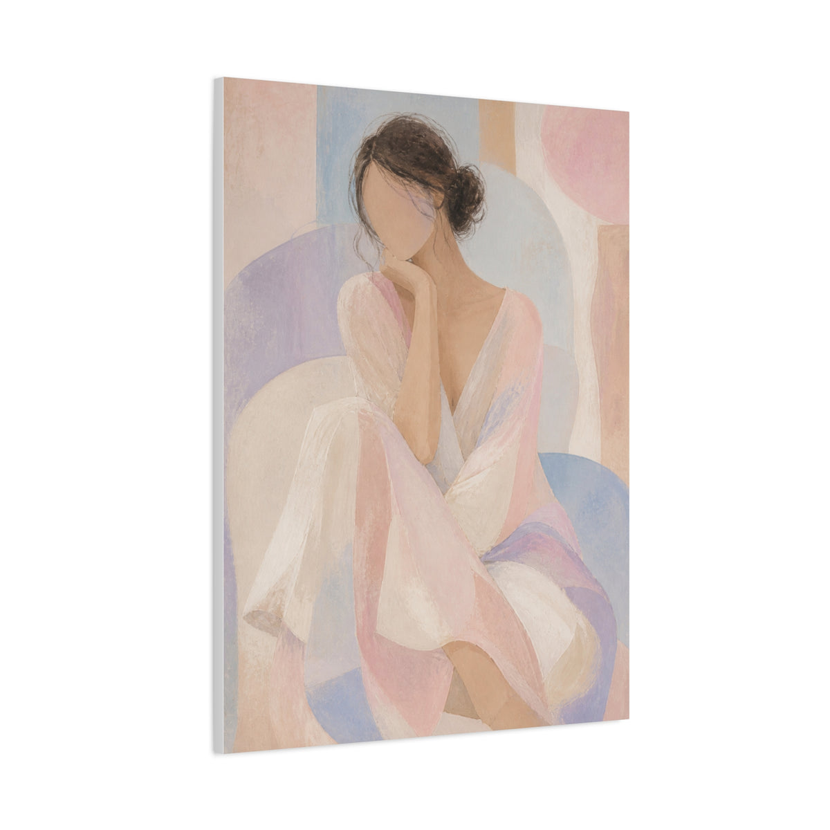 Seated Figure in Pastel Tones Wall Art & Canvas Print