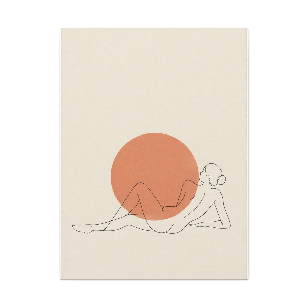 Reclining Line Figure Sun Composition Wall Art & Canvas Print