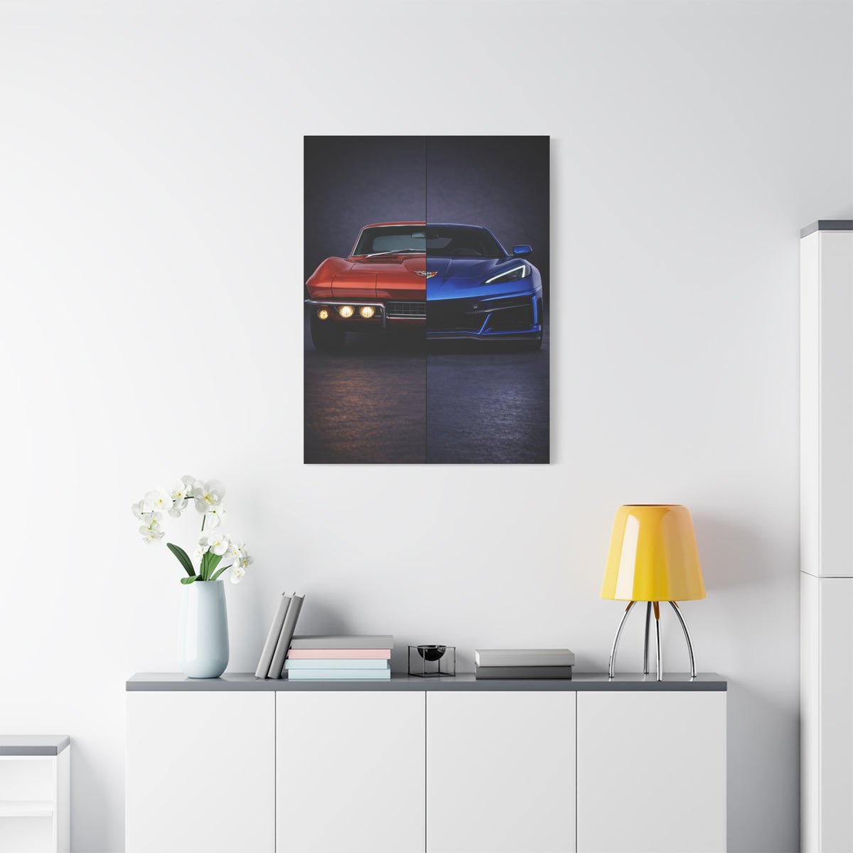 Corvette Performance Evolution Split C2 vs C8 Wall Art & Canvas Prints