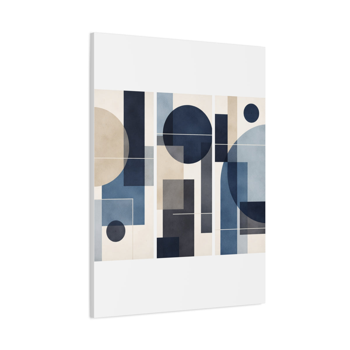 Navy Geometric Triptych Composition Wall Art & Canvas Print