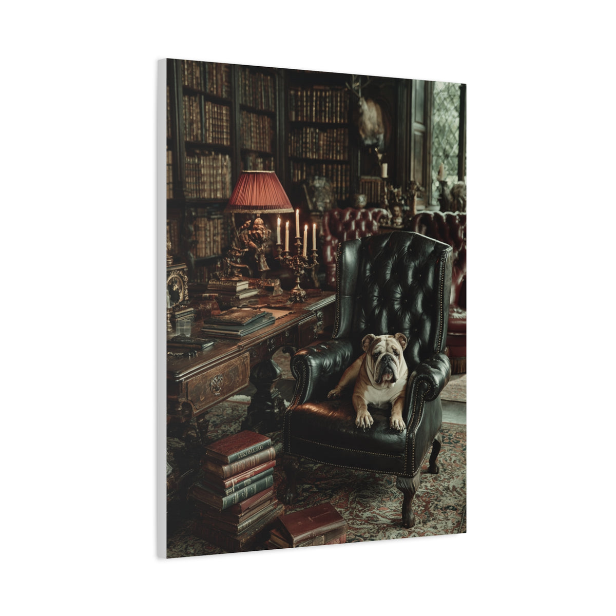 English Bulldog Gentleman’s Library Wall Art & Canvas Print