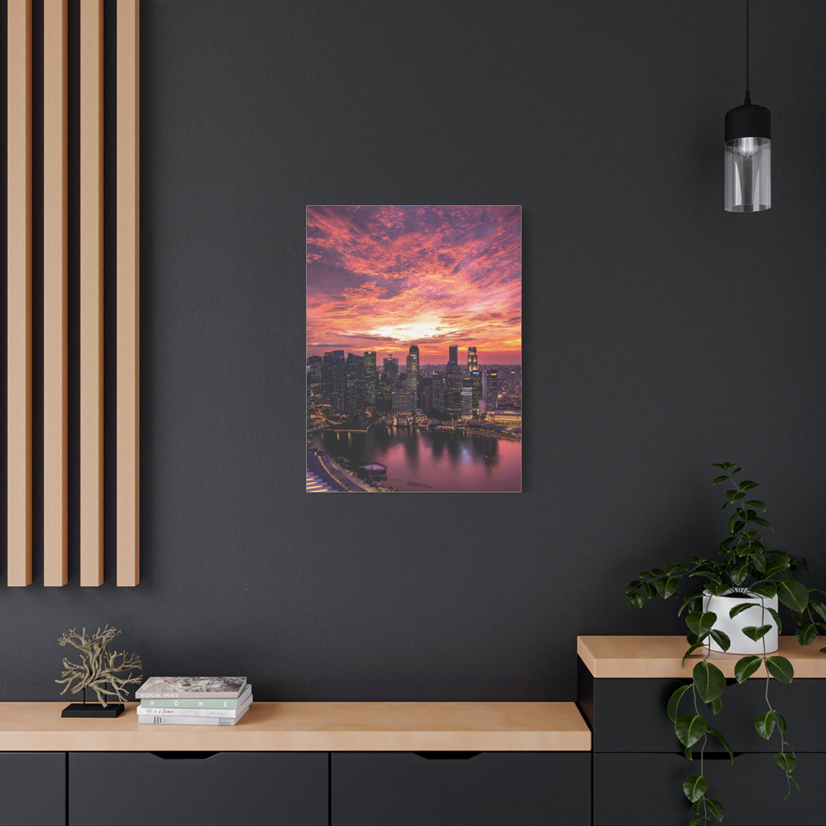 Singapore Skyline Sunset Reflections Wall Art & Canvas Print