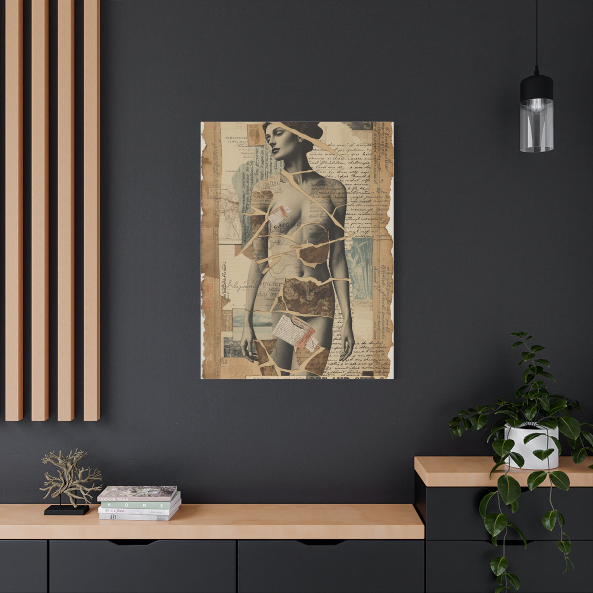 Mixed Media Collage Figure Wall Art & Canvas Print