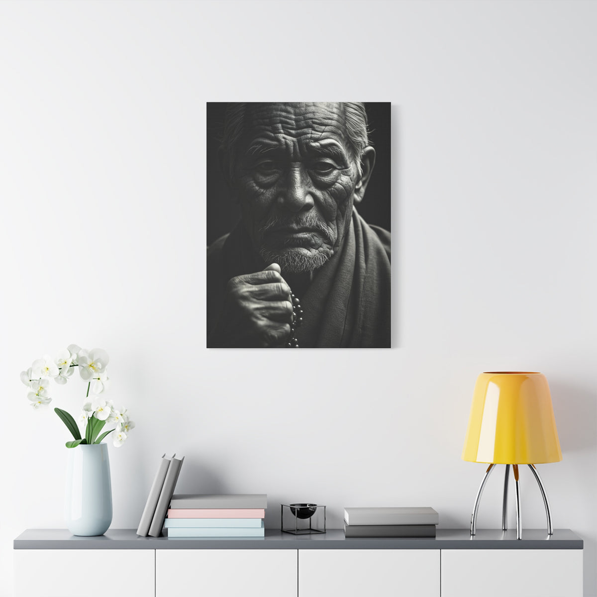 Elder Man with Reflective Expression Wall Art & Canvas Prints