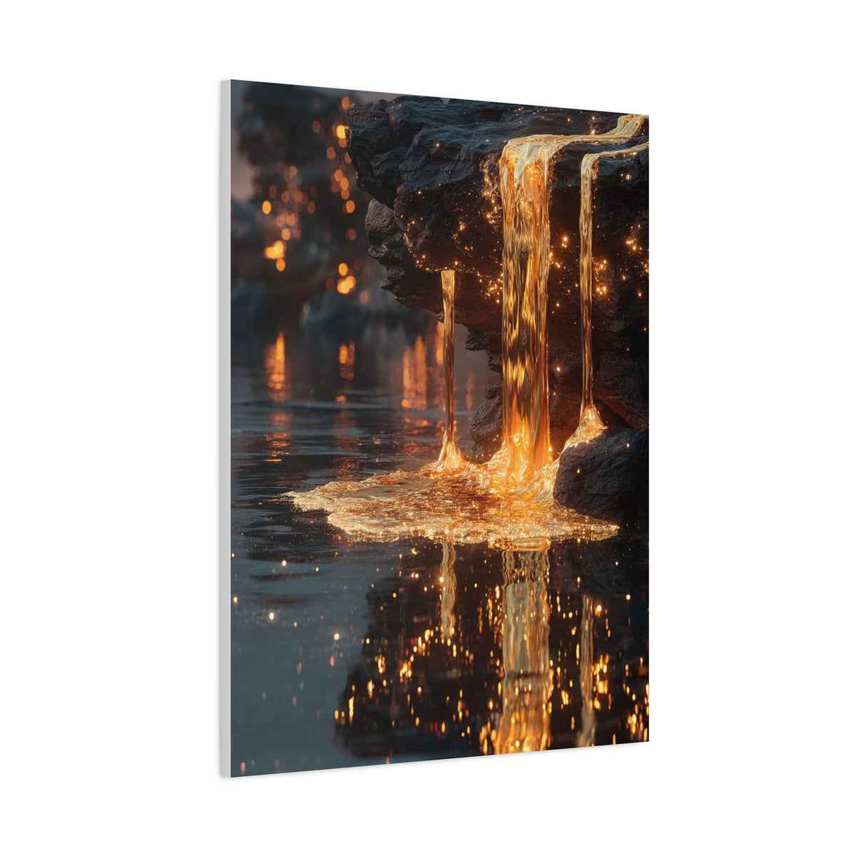 Molten Gold Waterfall Wall Art & Canvas Print