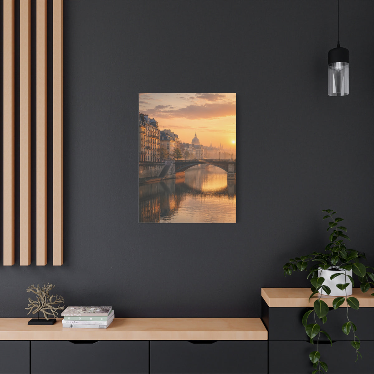 Paris Along the Seine Sunrise Wall Art & Canvas Print