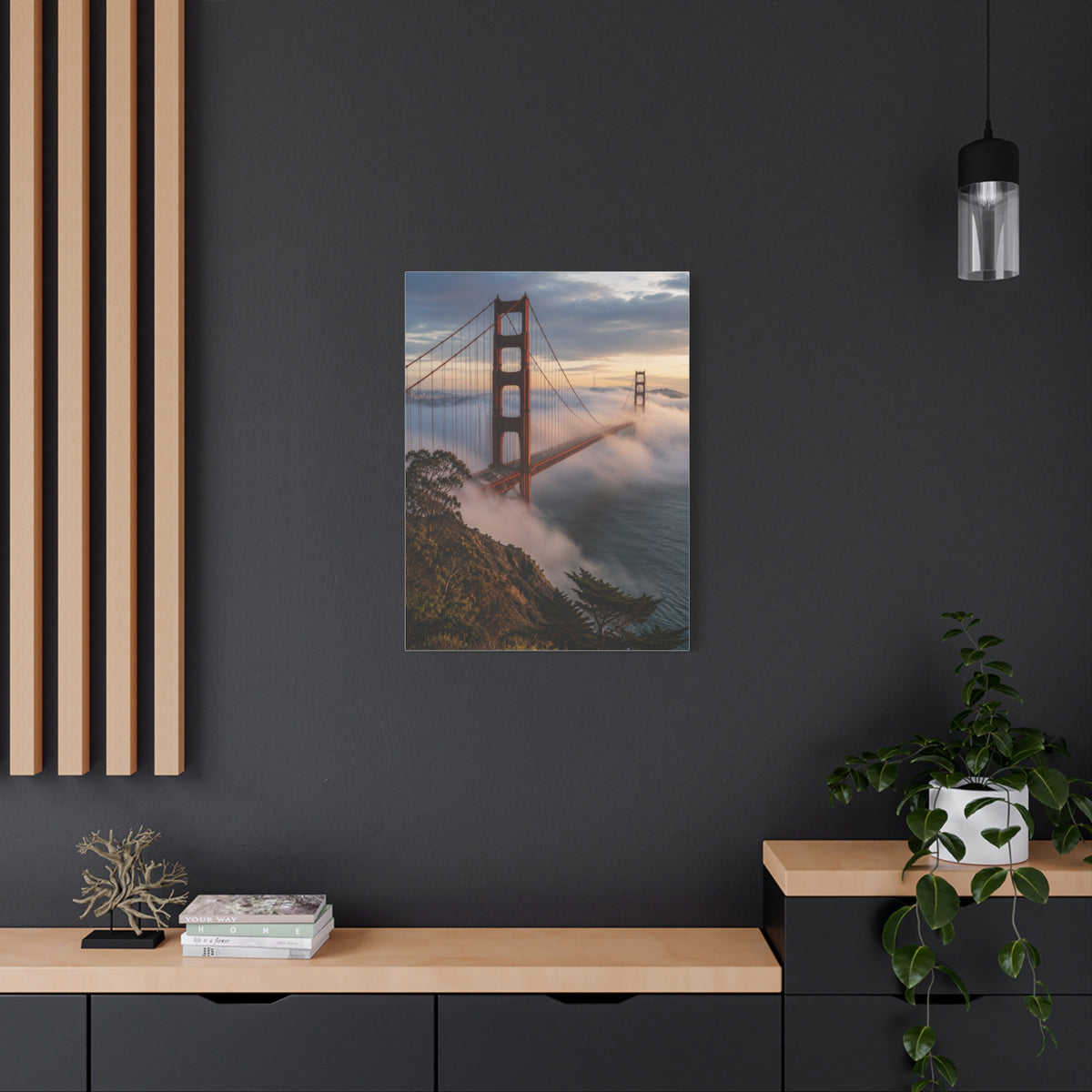 Golden Gate Bridge Through Morning Fog Wall Art & Canvas Print