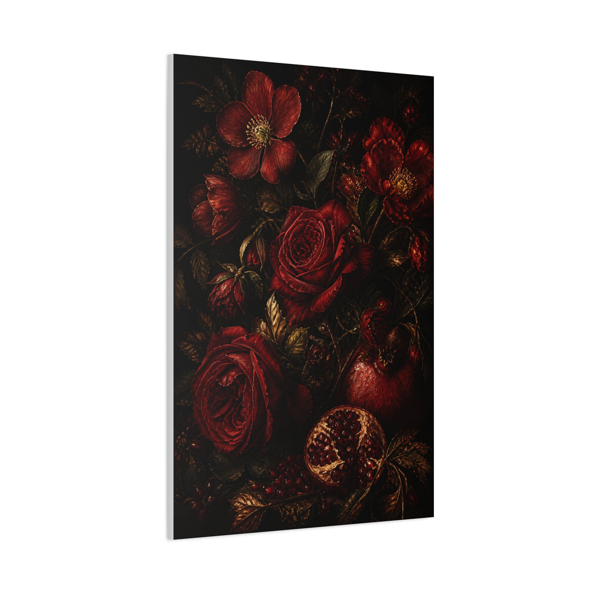 Dark Red Botanical Still Life Wall Art & Canvas Print