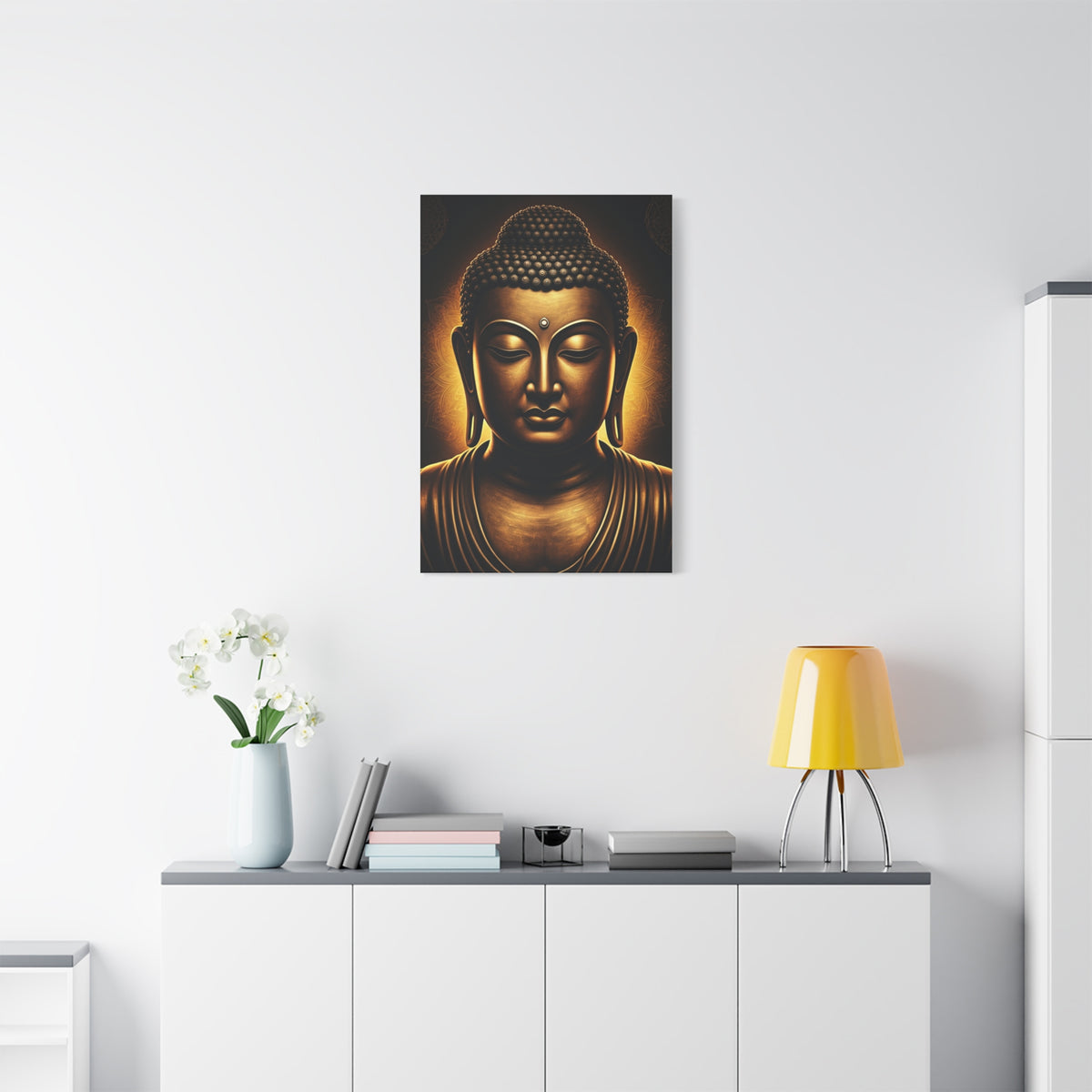 Golden Calm Buddha Portrait Wall Art & Canvas Prints