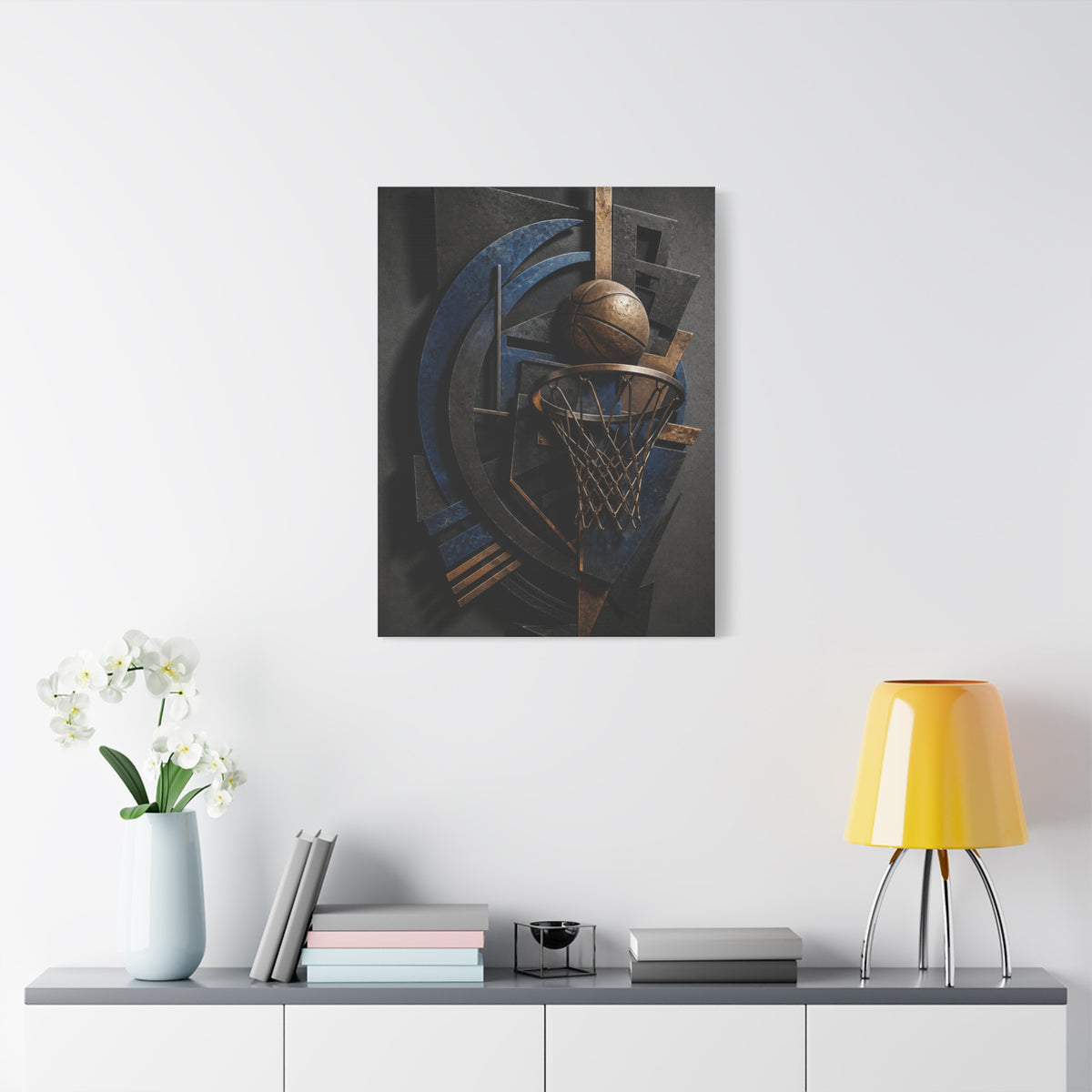 Layered Metal Basketball Sculpture Sports Wall Art & Canvas Print