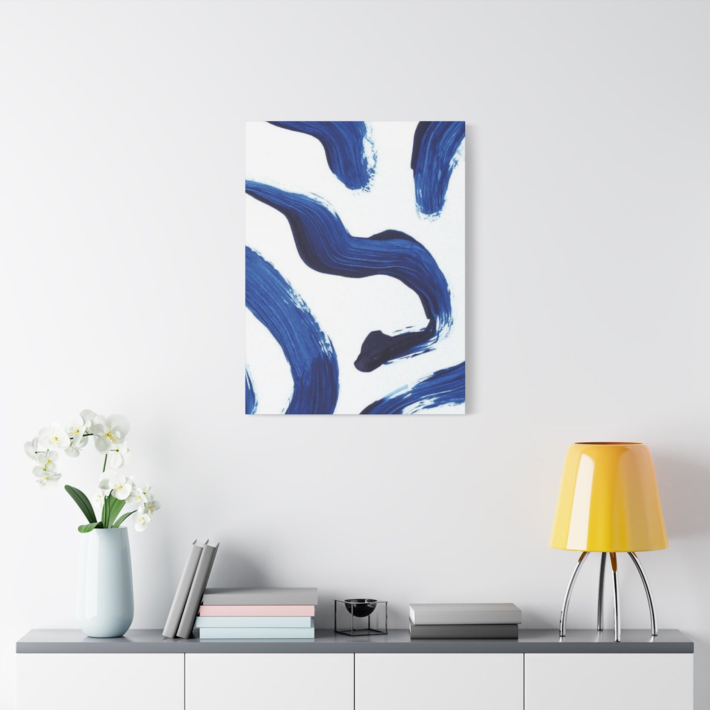 Navy Blue Paint Strokes Wall Art & Canvas Prints