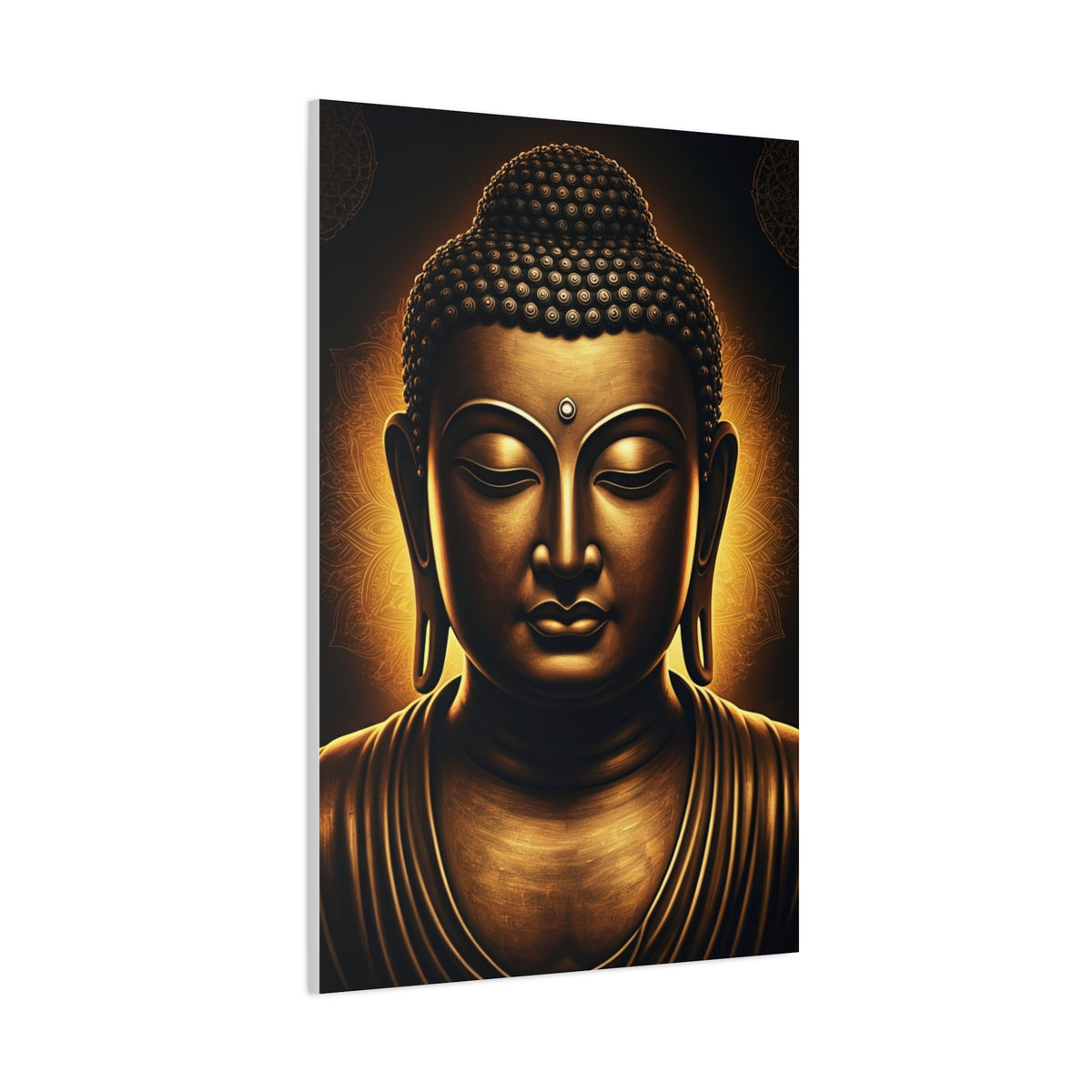 Golden Calm Buddha Portrait Wall Art & Canvas Prints