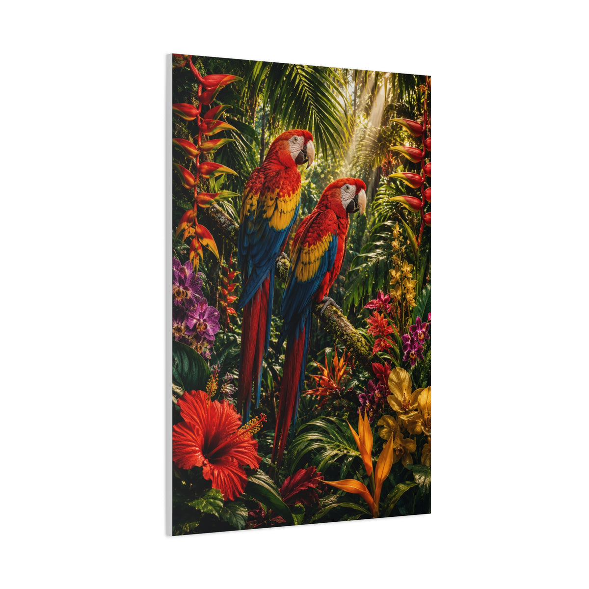 Luxury Jungle Macaw Floral Scene Tropical Wall Art & Canvas Print