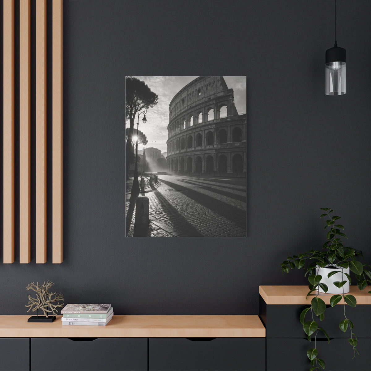 Colosseum Morning Light Monochrome Wall Art & Canvas Print
