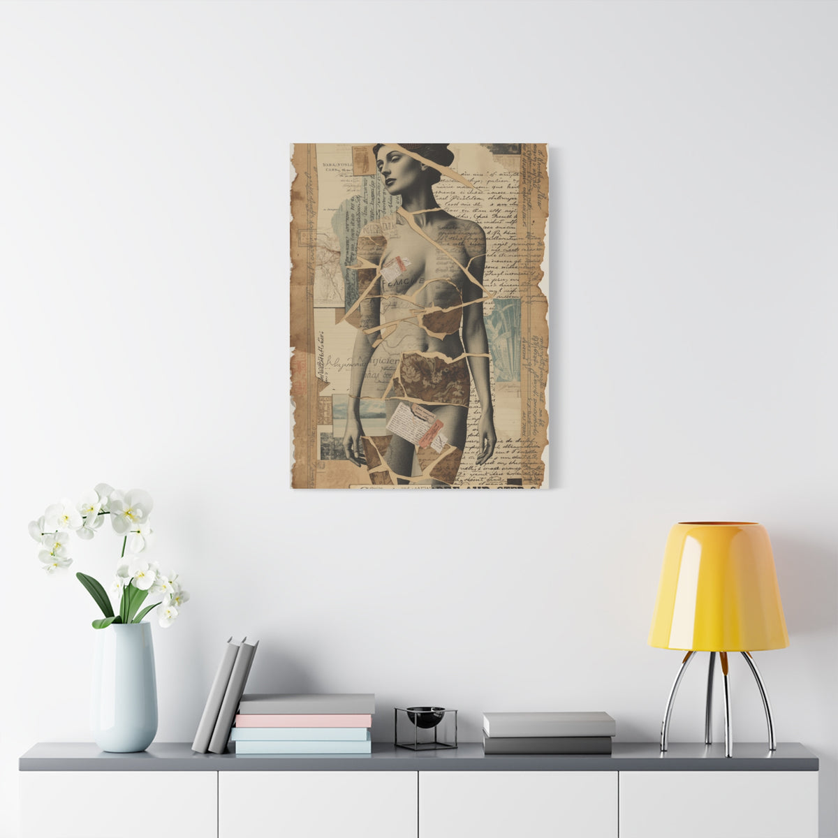 Mixed Media Collage Figure Wall Art & Canvas Print