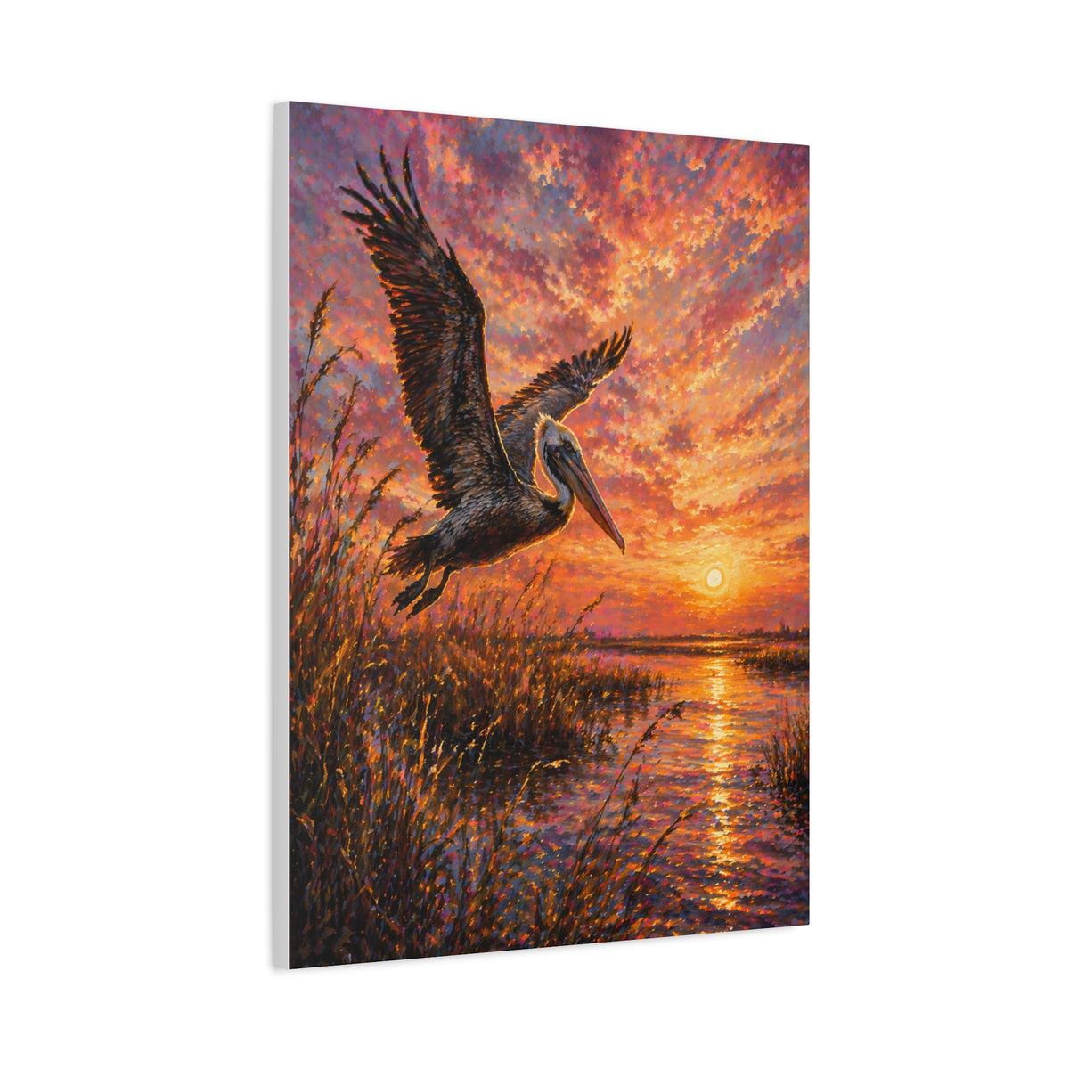 Pelican Marsh Sunset Scene Wall Art & Canvas Print