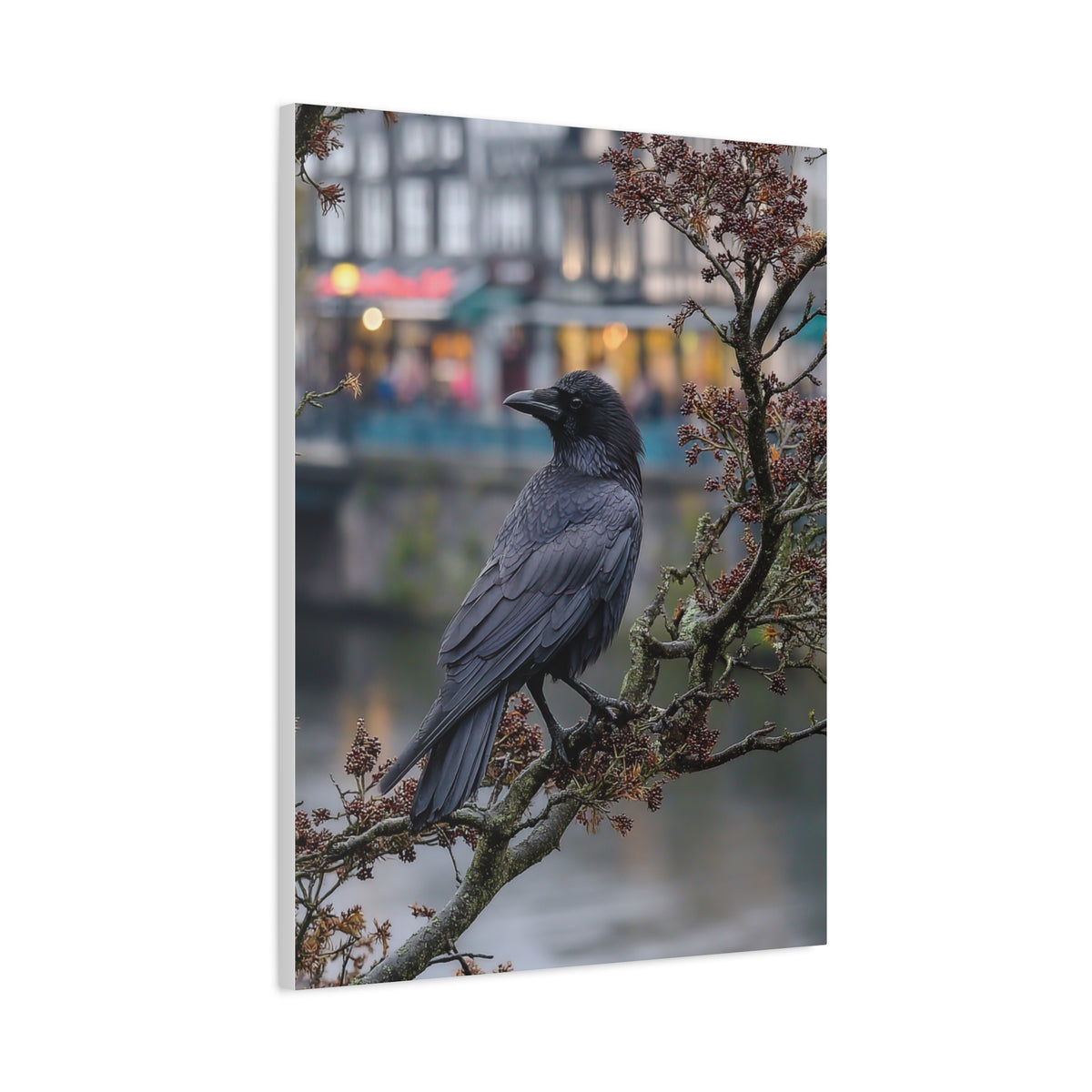 Raven on a Tree Branch Wall Art & Canvas Print