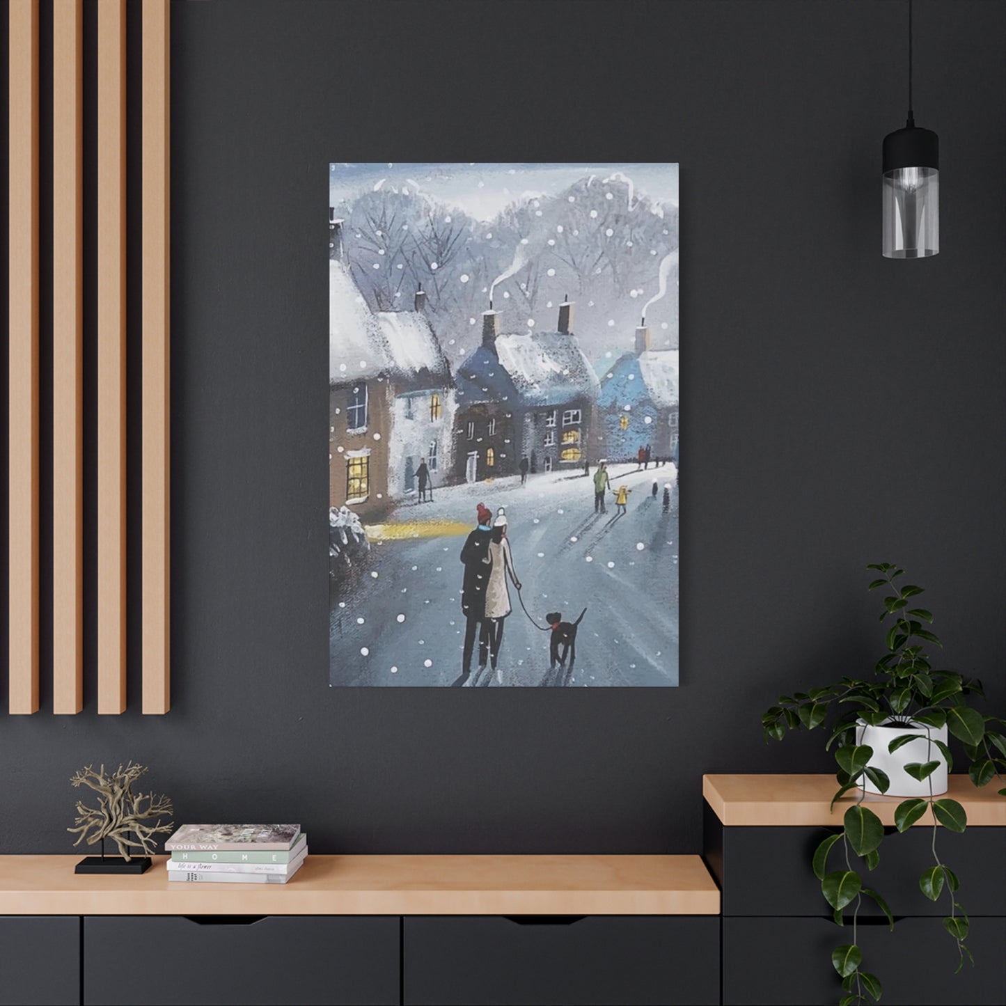People Walk On Snow Road Wall Art & Canvas Prints