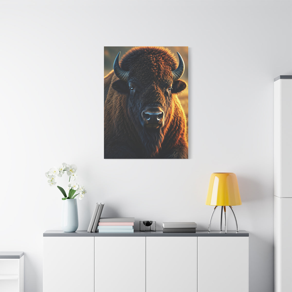 Warm Copper-Toned American Bison Portrait Wall Art & Canvas Print