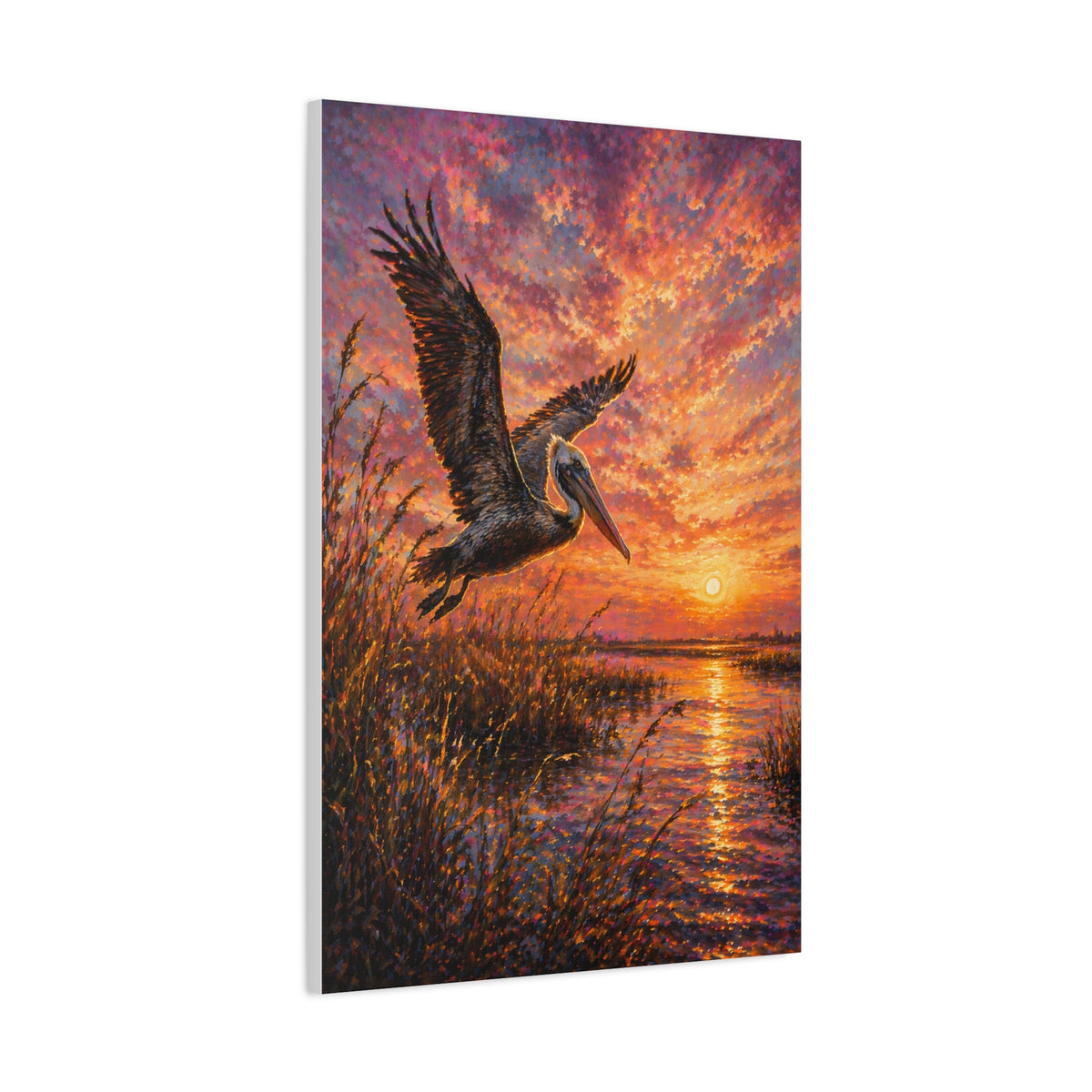 Pelican Marsh Sunset Scene Wall Art & Canvas Print