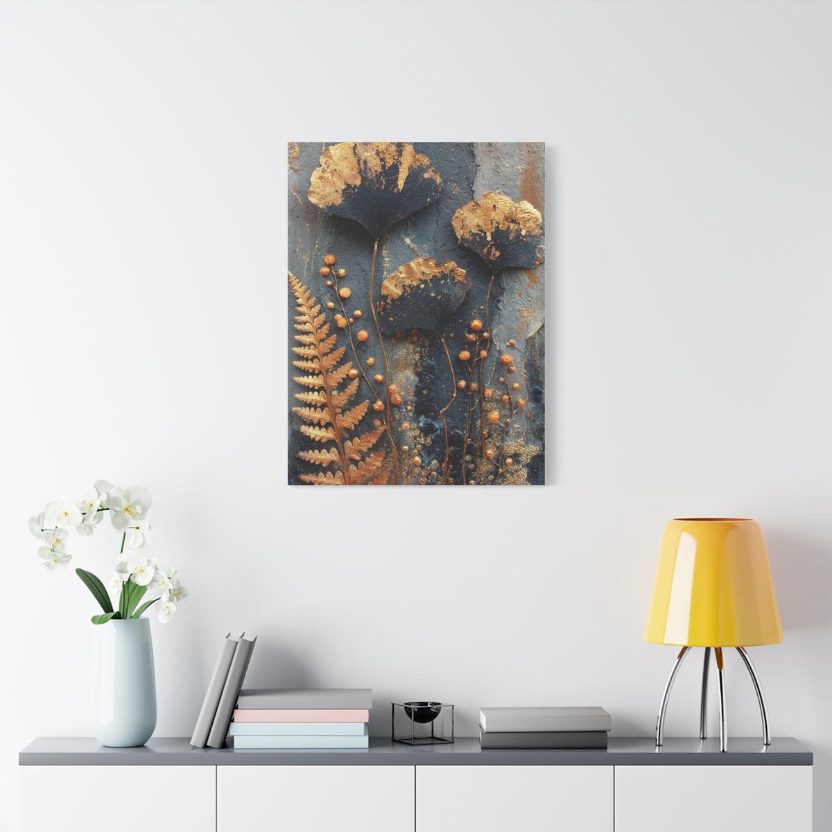 Dark Botanical Gold Leaf Study Wall Art & Canvas Print