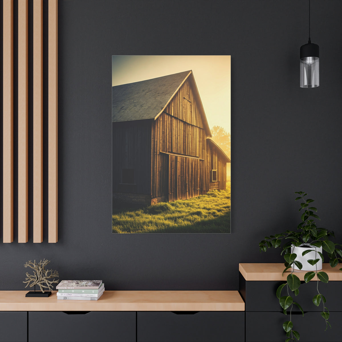 Sunlit Barn with Side Light Glow Wall Art & Canvas Prints