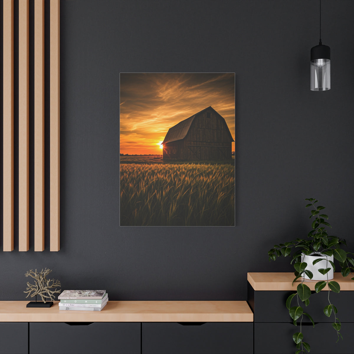 Sunset Barn in Tall Wheat Fields Wall Art & Canvas Prints