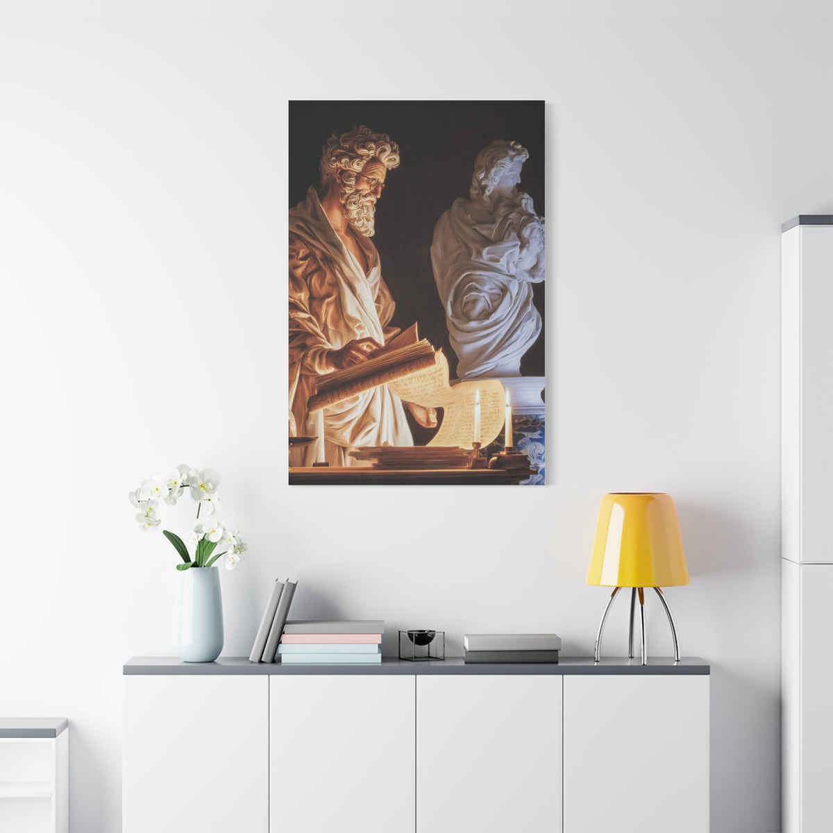 Renaissance Philosopher Reading Ancient Scrolls Wall Art & Canvas Print