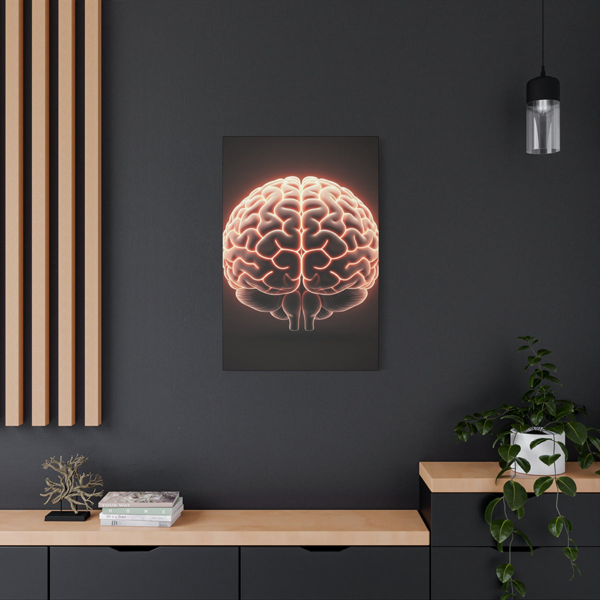 Neon Brain Art Canvas – Glowing Anatomy Wall Decor
