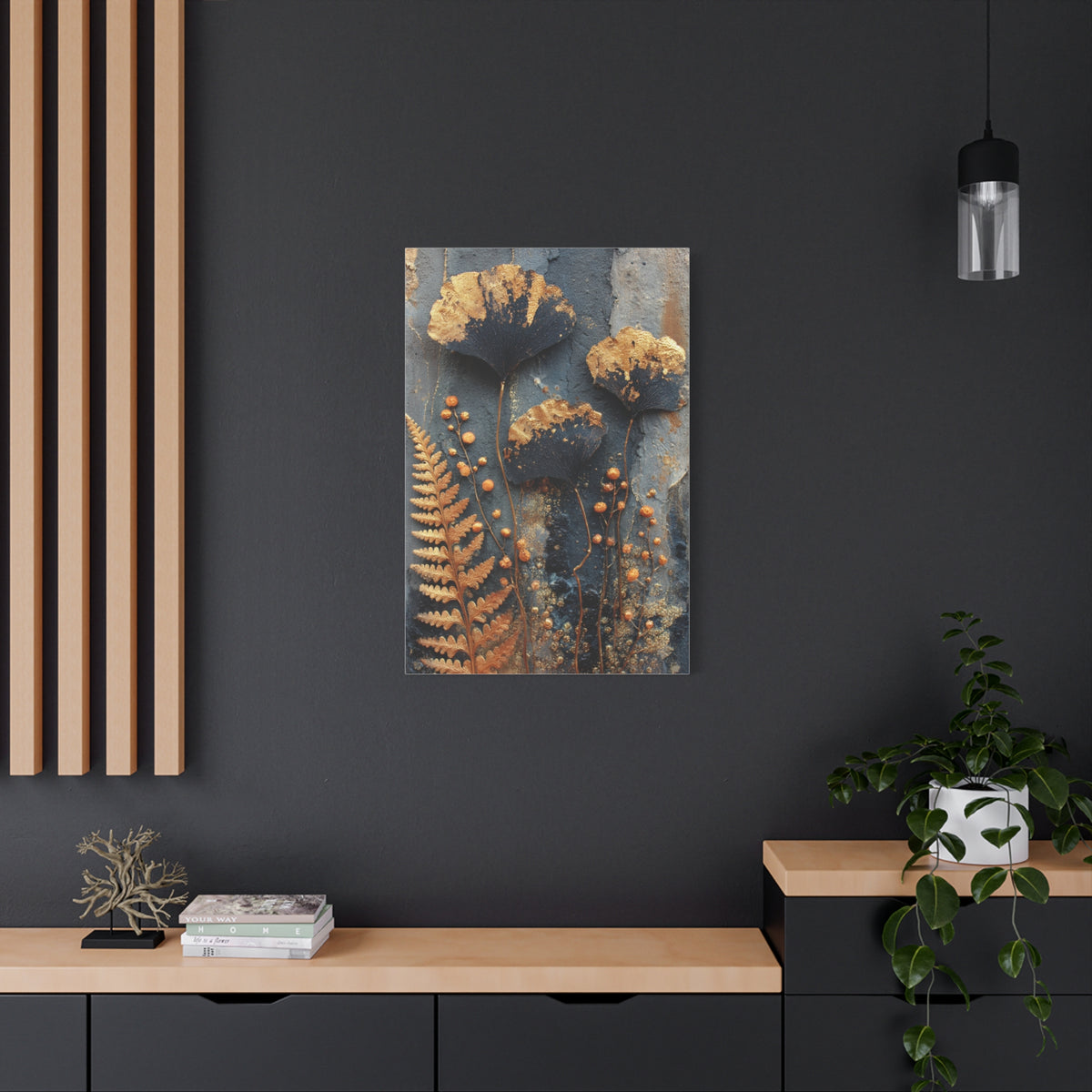 Dark Botanical Gold Leaf Study Wall Art & Canvas Print