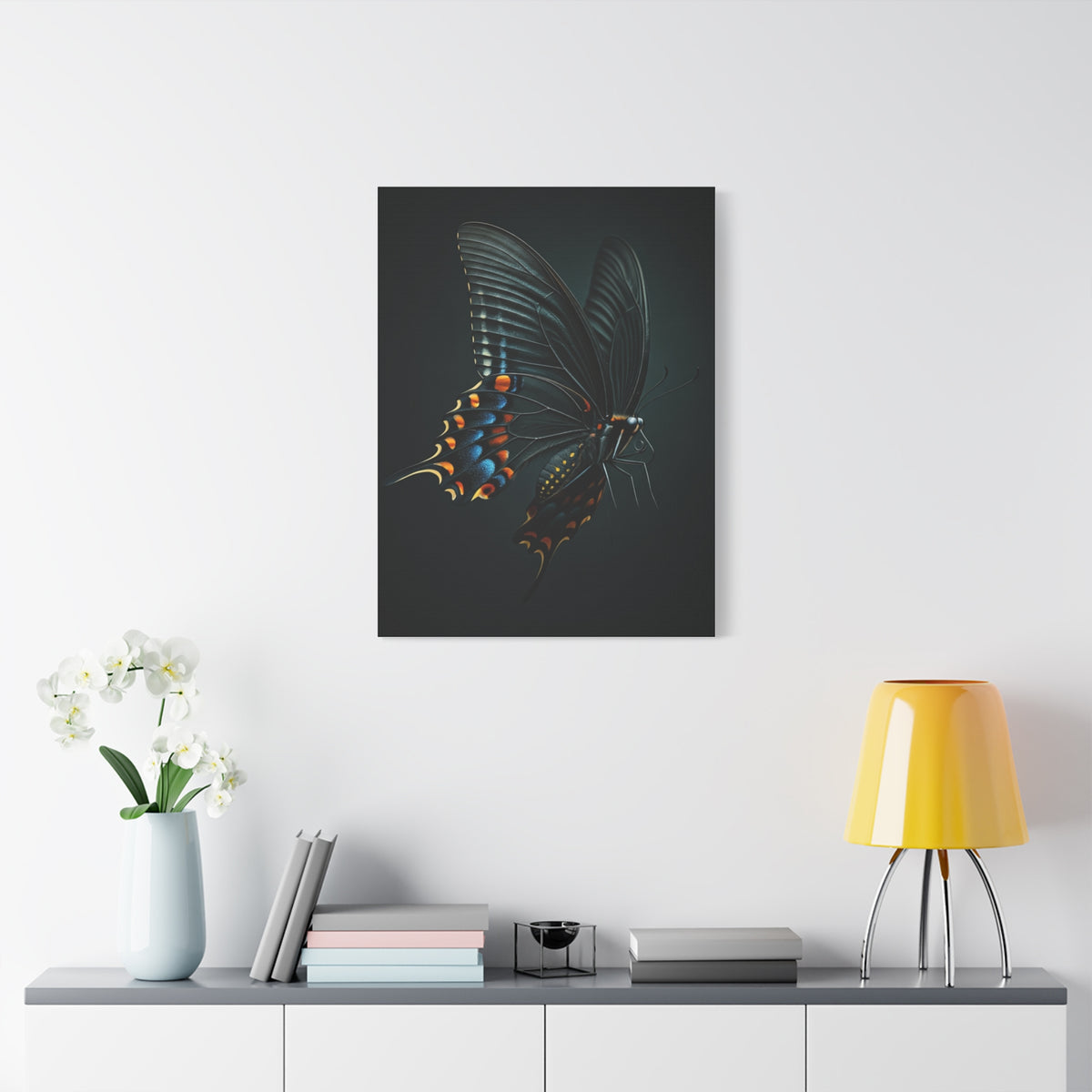 Dark Swallowtail Butterfly in Flight Wall Art & Canvas Prints