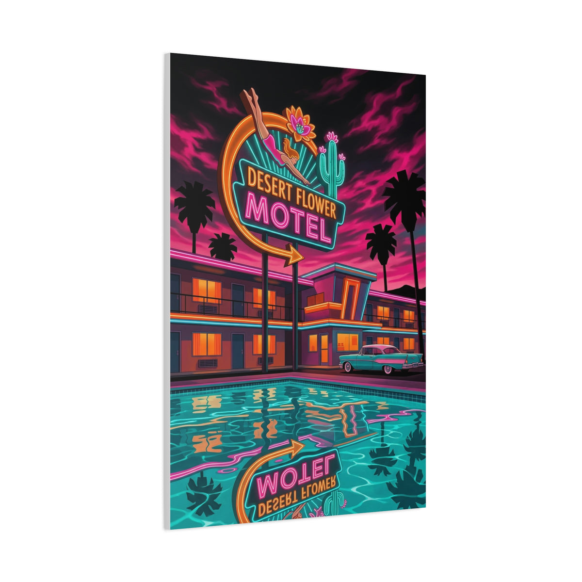 Retro Desert Flower Motel Pop-Art Wall Art & Canvas Print