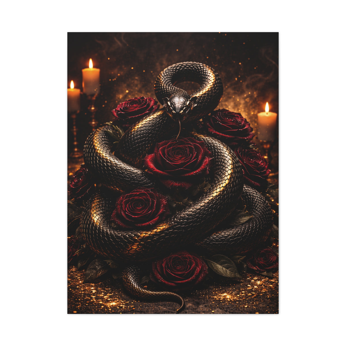 Black Serpent Crimson Rose Gold Wall Art & Canvas Print